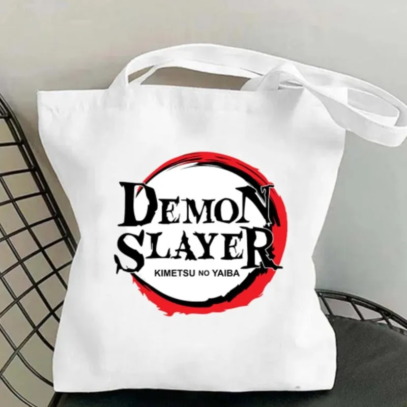 Bilibili Demon Slayer Anime Women Shoulder Bags Casual Handbag Tote Bag Large Capacity Cotton Shopping Bag