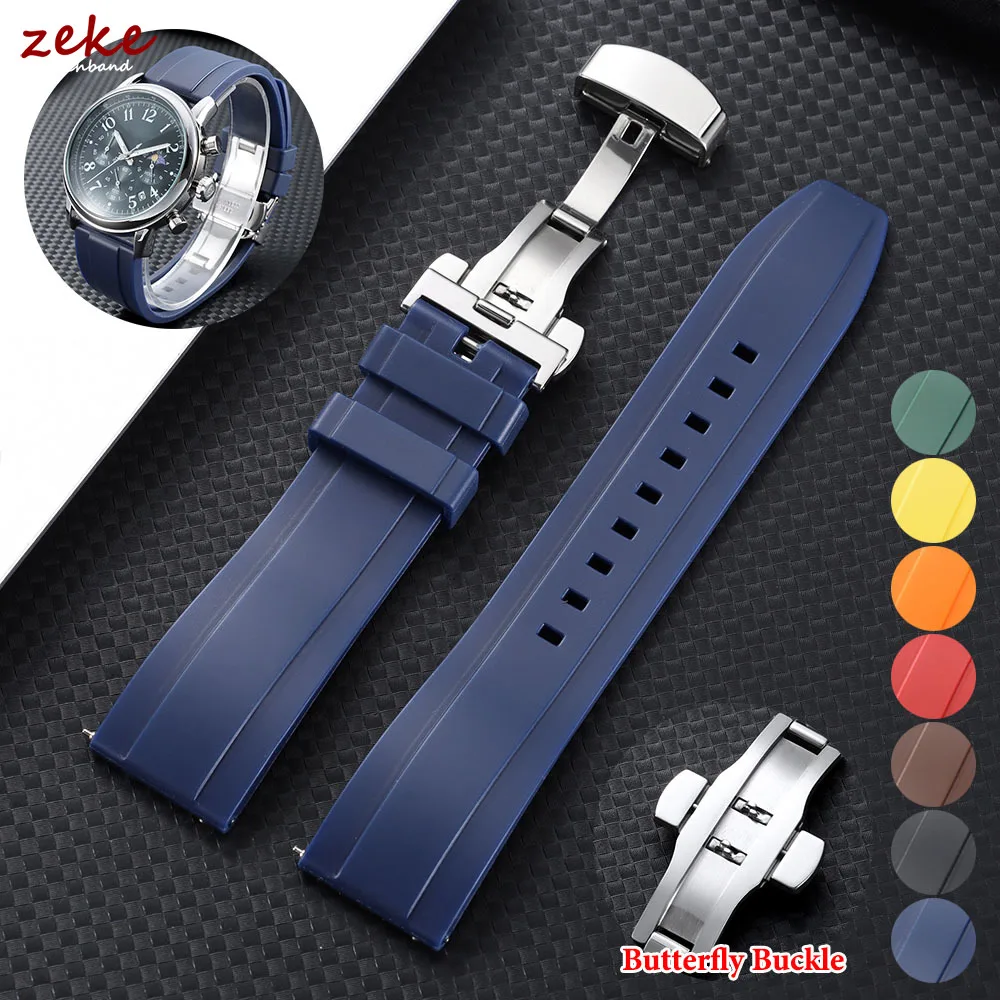 20mm 22mm Rubber Strap for Omega Butterfly Clasp Silicone Watch Band for MoonSwatch Quick Release Bracelet Waterproof Wristband
