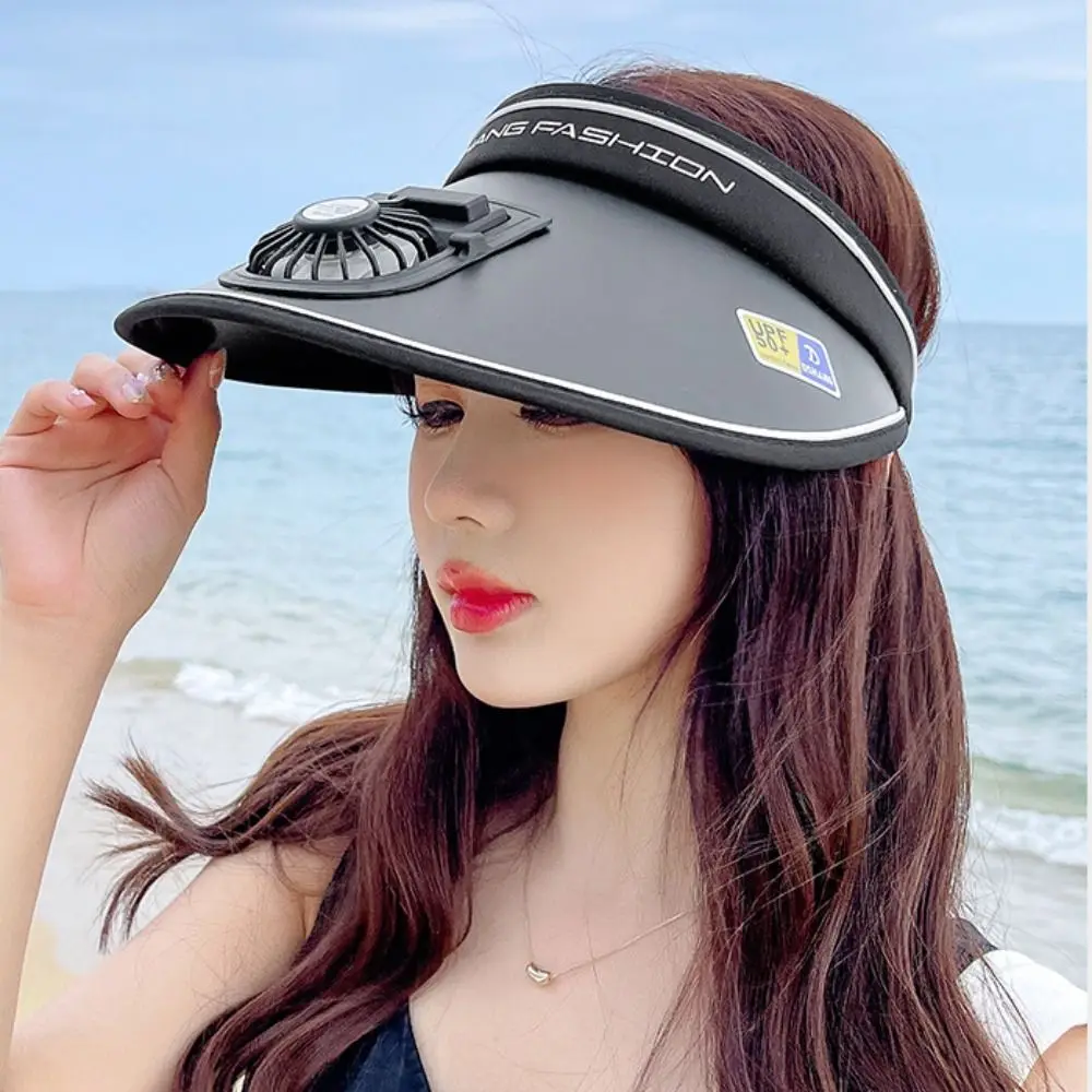 3-speed Regulation Fishing Hat USB Charging Breathable Fan Cooling  Hat Sunscreen Hat Women Beach Hat Fan Empty Top Hat