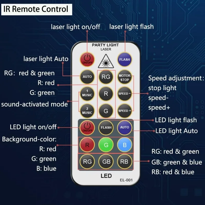 Party Lights Dj Disco Lights Strobe Stage Light Sound Activated Laser Llights Projector with Remote Control for Parties Birthday