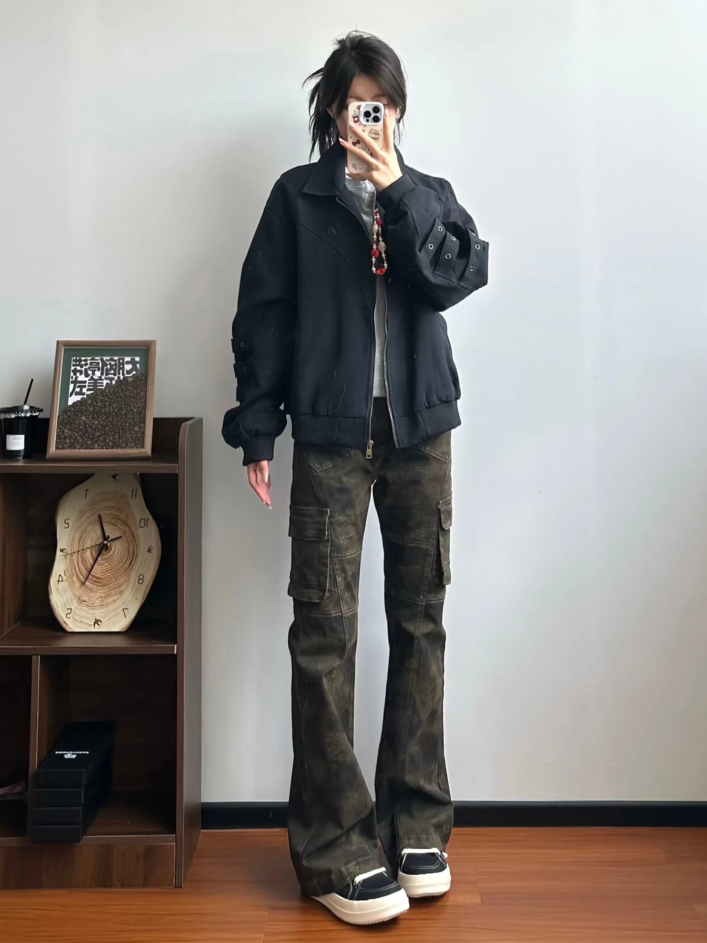 

American Style Camouflage Jeans Men Women Autumn Trendy Streetwear Workwear Slim Straight Micro Flared Pants High Waist Washed