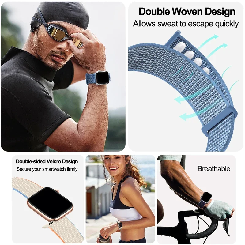 Нейлоновый ремешок для Apple Watch Ultra, ремешок 49 мм, 45 мм, 41 мм, 44 мм, 40 мм, 42 мм, регулируемый эластичный браслет iWatch SE Series 9 4 5 SE 6 7 8