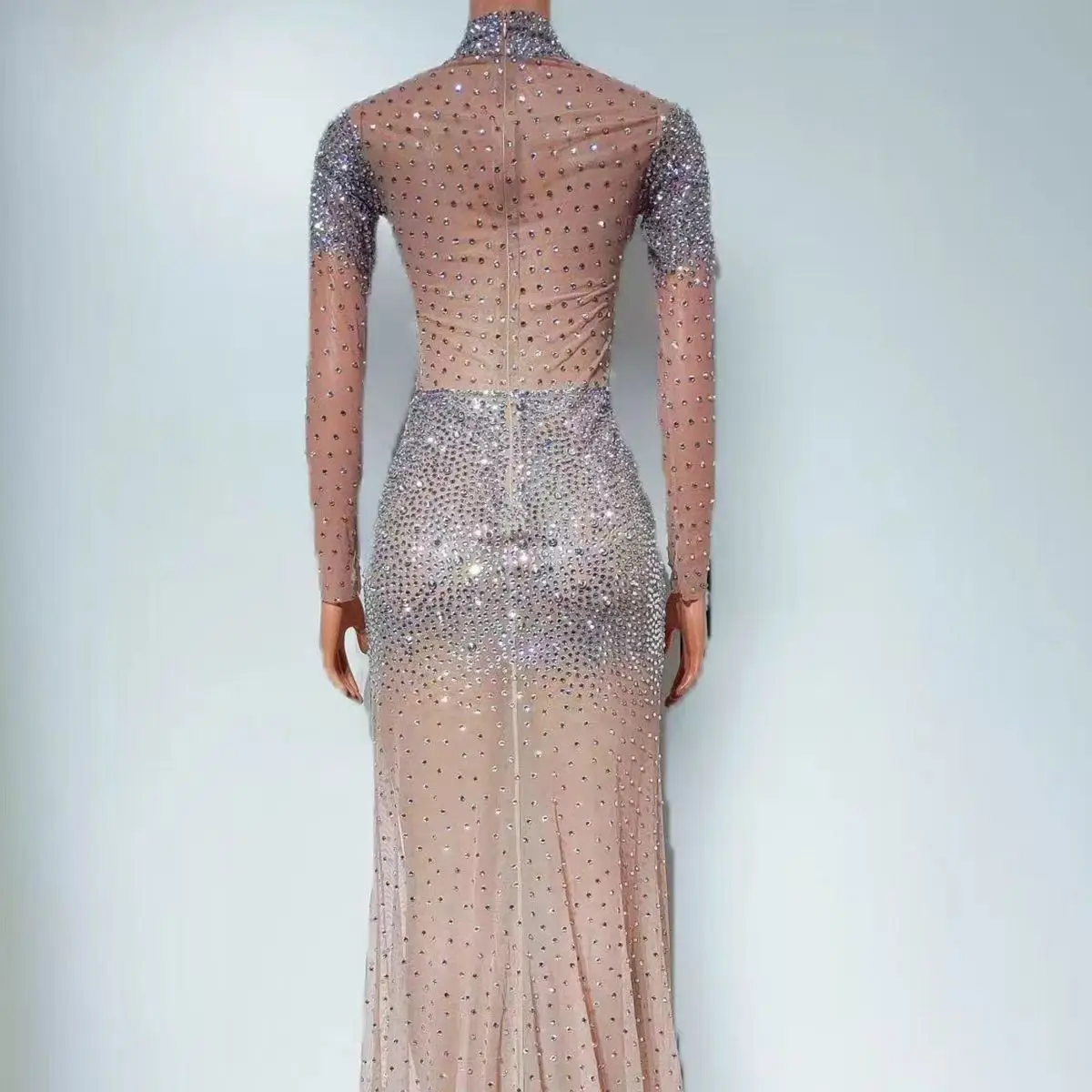 Klub nocny DJ Bar Kostium sceniczny dla piosenkarki Seksowna perspektywa Siatka Pełna diamentowa spódnica z wysokim rozcięciem Zespół taneczny Impreza tematyczna Pokaz