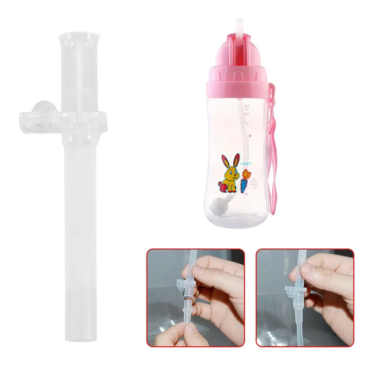 

6 Pcs Silicone Suction Nozzle Straws Reusable for Water Bottles Cup White Long Drinking Tip Safe Environment Friendly