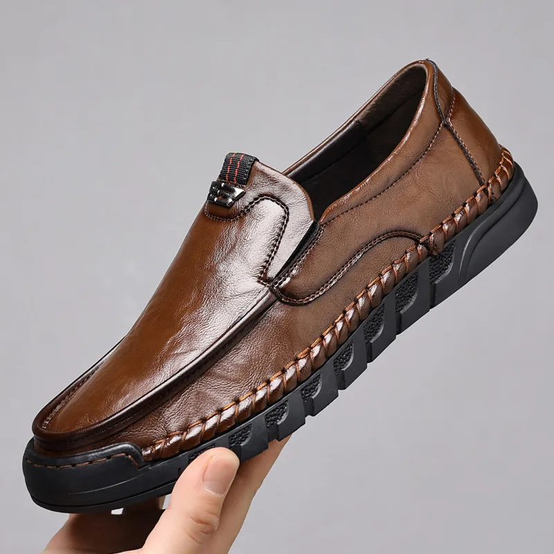 

New Men Leather Shoes Breathable Business Autumn Slip on Loafers Man Casual Black Flats Driving Walking Shoes Moccasins