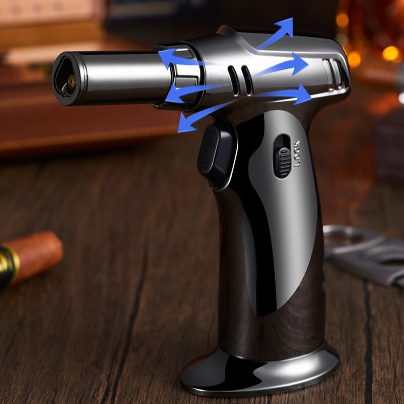 

Three-fire Cigar Spray Gun Windproof Lighter Outdoor BBQ Durable Home Use Moxibustion Cigarette Accessories