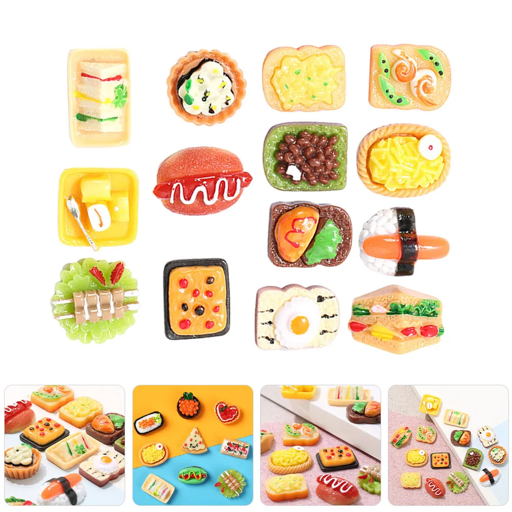 

15Pcs Hyper-Realistic Simulated Bread Pizza Food Miniature Resin Decor for Home Styling Photo Prop Mini Kitchen Scene Craft