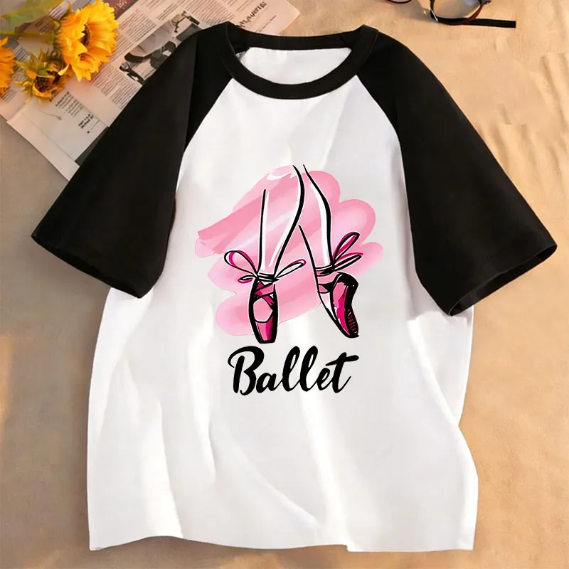 Ballet Dance Shoes Funny T Shirts Y2k Kids Children's T-shirt Girls Summer Spring Casual Top Tee Shirt Short Sleeve
