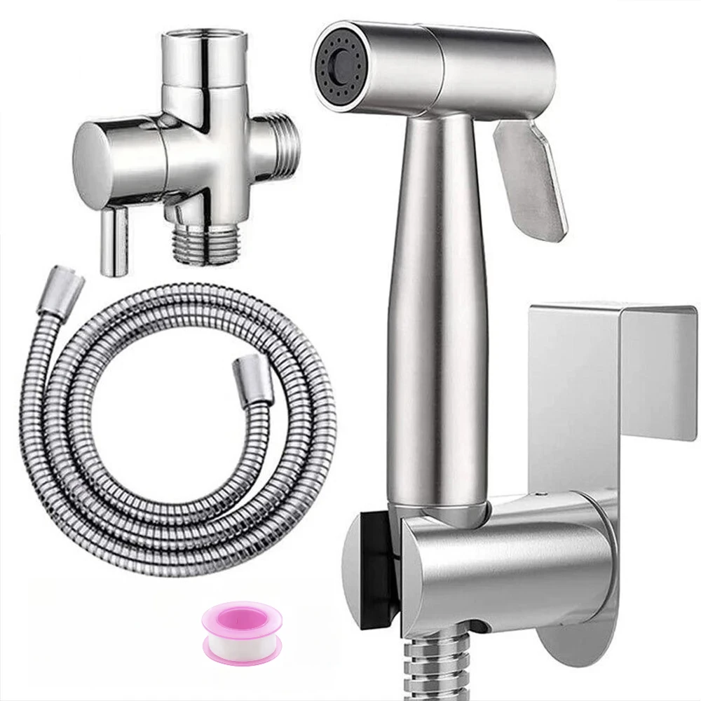 

2026 New Handheld Bidet Sprayer Set Stainless Steel Wall Mounted Toilet Spray Gun Self Cleaning Bathroom Shower Head