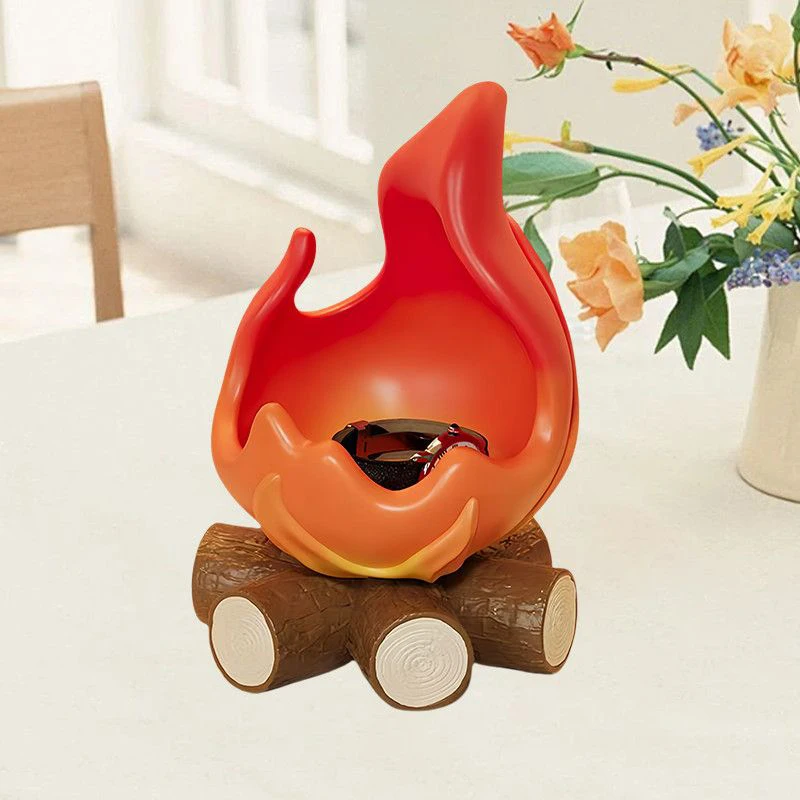 

Cute Firewood Flame Key Holder Bowl Tray For Entryway Table Desk Organizer Remote Controls Fun Decor Gift Living Room Ornaments
