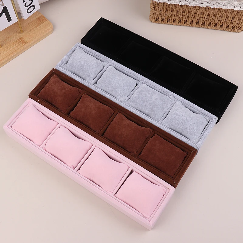 4 Grids Jewelry Pillow Watches Bracelet Showcase Watch Case Holder Organizer Tray Bracelet Tray Jewelry Display Props