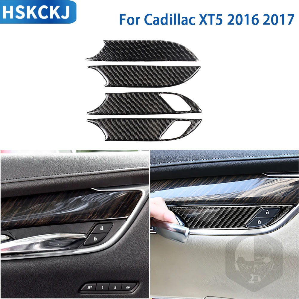 

For Cadillac XT5 2016 2017 Carbon Fiber Accessories Car Interior Inner Door Bowl Panel Trim Sticker Modification Decoration