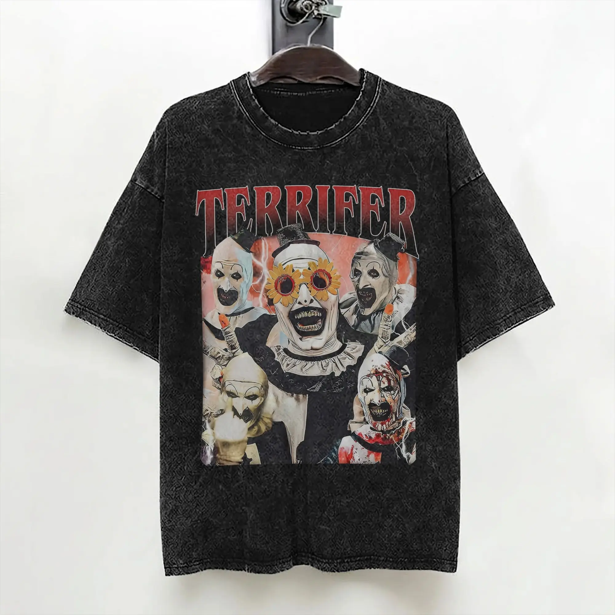 Movie Terrifier 3 Art The Clown T Shirts Washed 100% Cotton Oversize T-Shirt Halloween for Men Women Streetwear Printed Tees