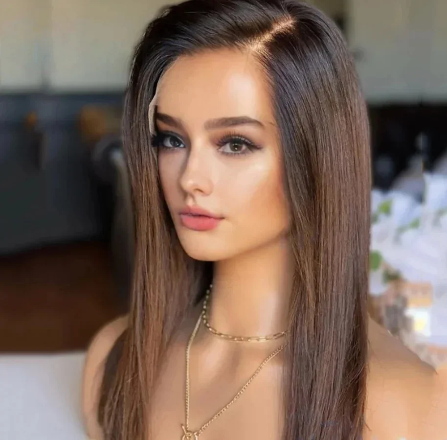 

Натуральные еврейские волосы Highlight Brown, без клея, мягкие, длинные, прямые, 5x5, на шелковой основе, с baby hair, HD-кружево, европейские волосы, предварительно выщипанные