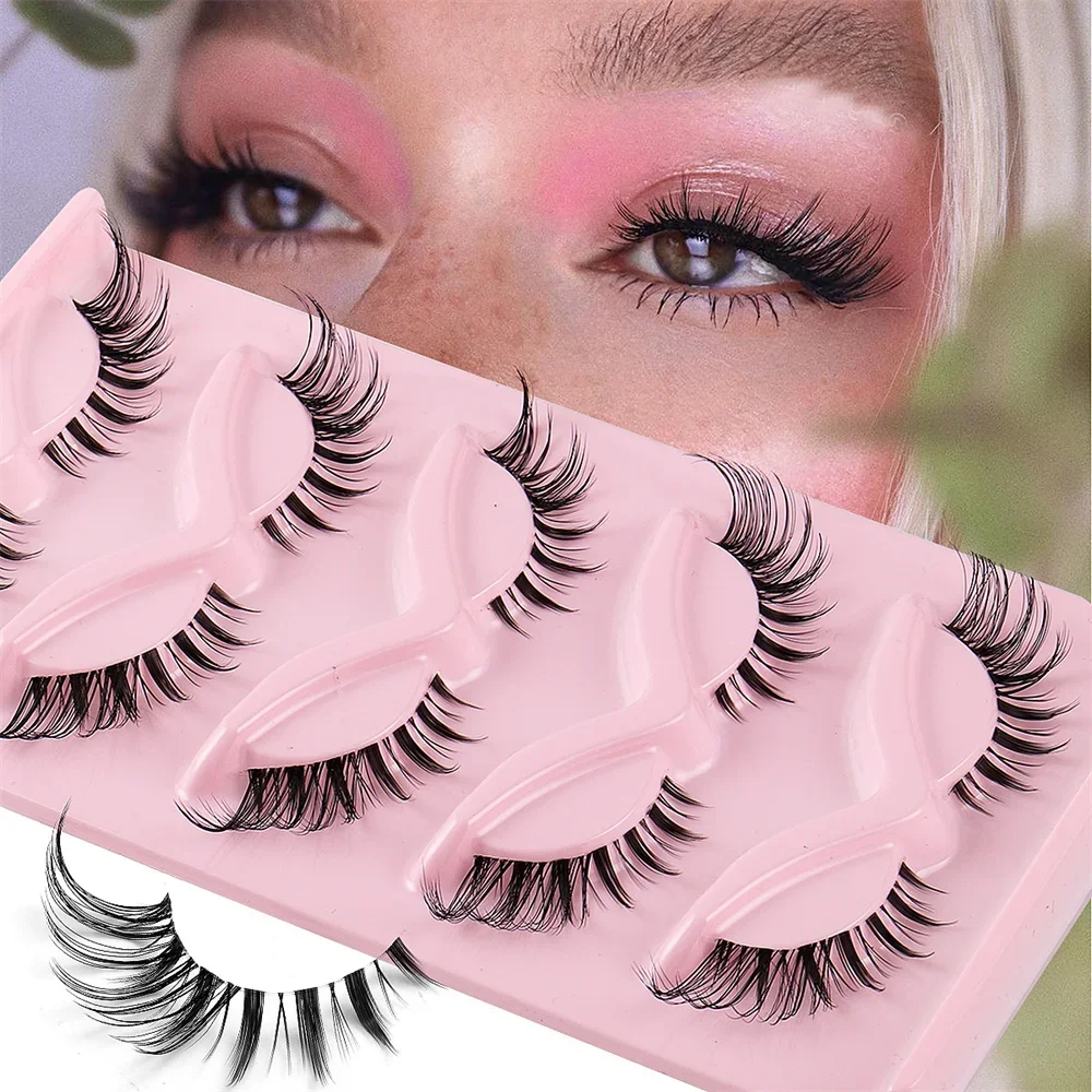 5 Pairs Cat/Fox Eye Effect Dramatic Lashes Dramatic Volume Lashes Extension Makeup 6D Fluffy lashes Faux Mink Eyelashes