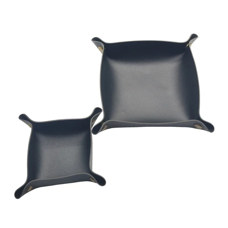 1pc 25cm/9,84in Leder Ablage Würfel Box Münze Desktop Schmuck Box Make-Up Schlüssel Tablett DIY Haushalt falten Tablett Lagerung Fall – Detail 5