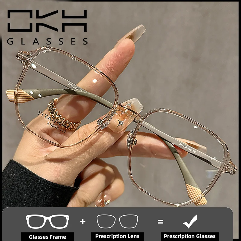 

OKH New Ultra-light Plastic Titanium Myopia Glasses for Women Square Big Frame Hyperopia Prescription Reading Eyewear
