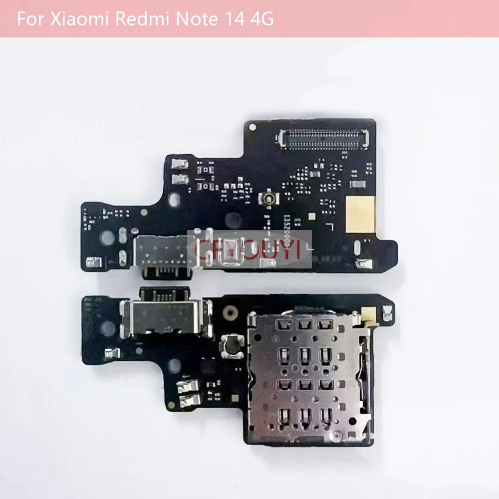 For Xiaomi Redmi Note 14 4G 5G Dock Charger Port Fast Charging Flex Cable SIM Card Reader Board Replacement Part