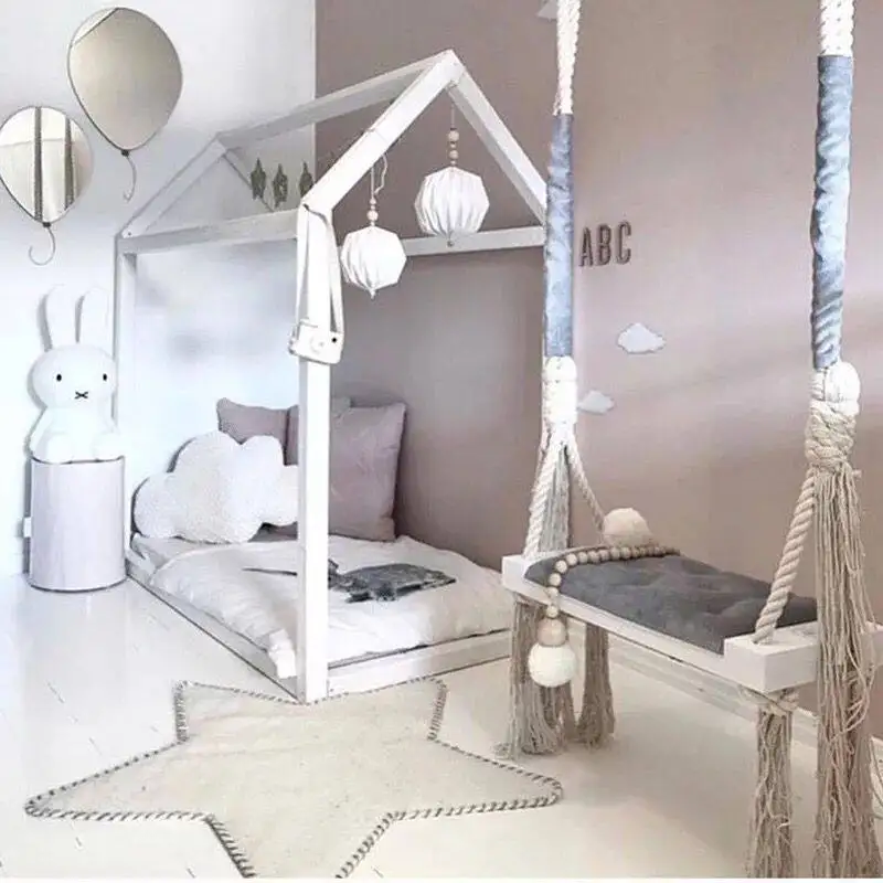 Popular Nordic indoor single swing chair princess cradle hanging chair fringed balcony family room decoration