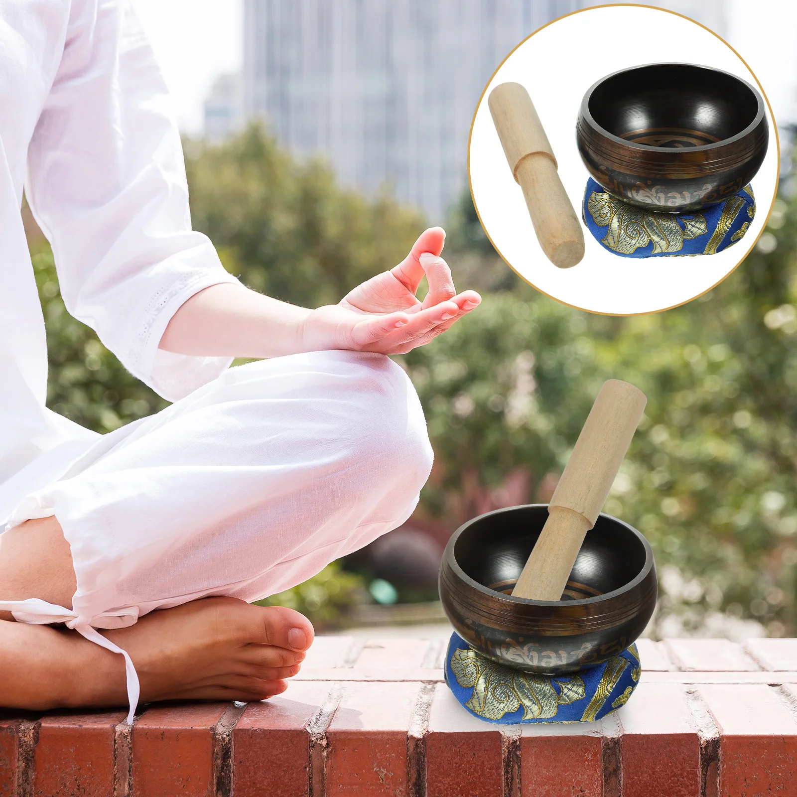 

Meditation Tool 8cm Handmade Singing Bowl Yoga Sound Bowl with Accessories Perfect for Mindfulness and Travel