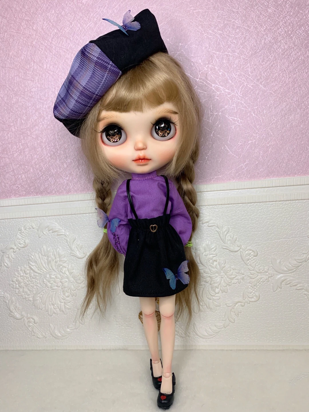 Blythe dress Purple butterfly strap skirt suit dressing 1/6 BJD anime girl (Fit for Pullip,Ob24, Licca)