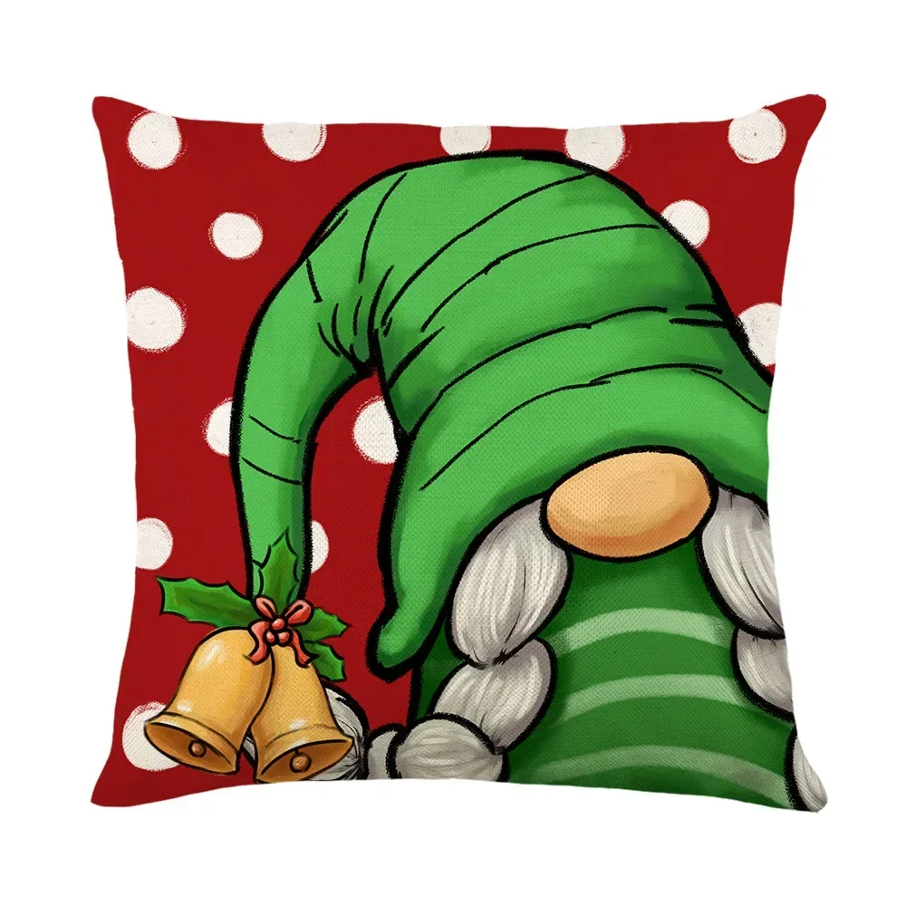 Christmas Decor Cushion Cover 45x45 cm Pillowcase Christmas Gift Elk Dwarf Printed Pillow Cover Letters Plaid Throw Pillow Case