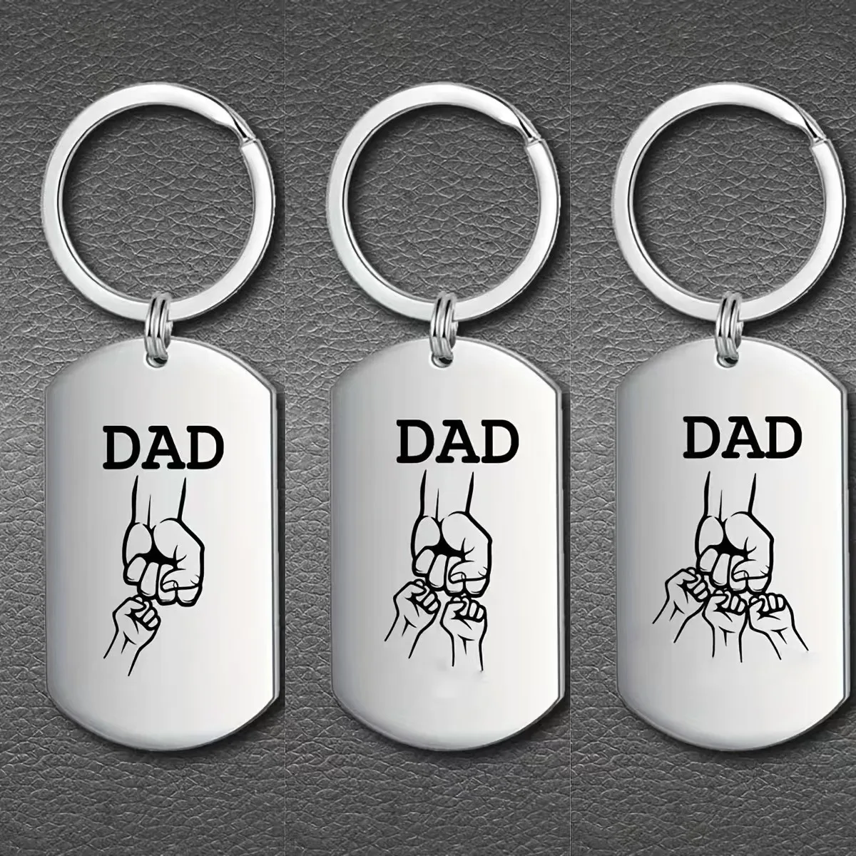 1 Stück kreativer Edelstahl-Schlüsselanhänger für Papa, Geschenke zum Vatertag, gravierter Familien-Schlüsselanhänger