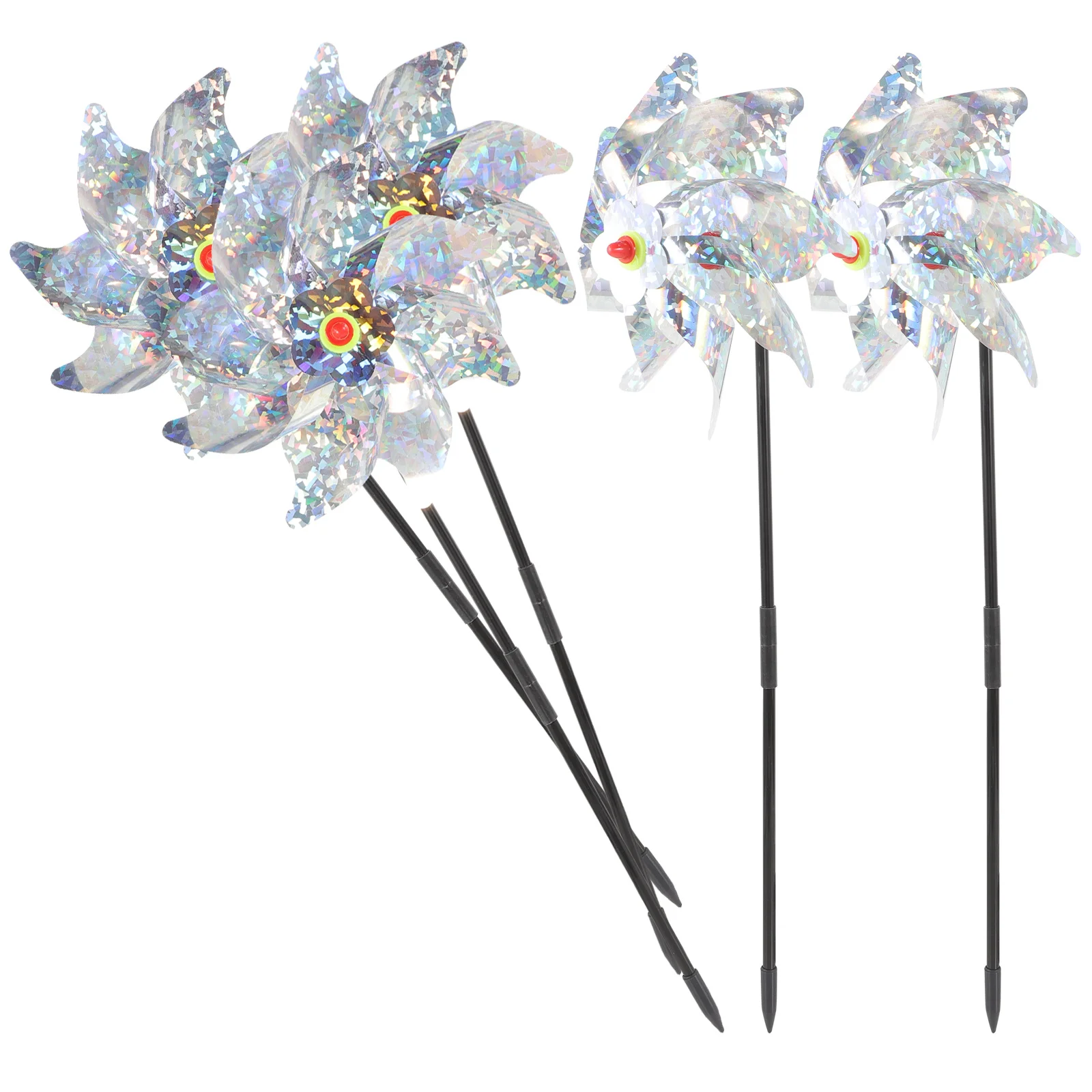 

5Pcs Reflective Windmill Bird Scarer Durable Plastic Outdoor Garden Repellent for Yard Lawn Patio Farm Protection