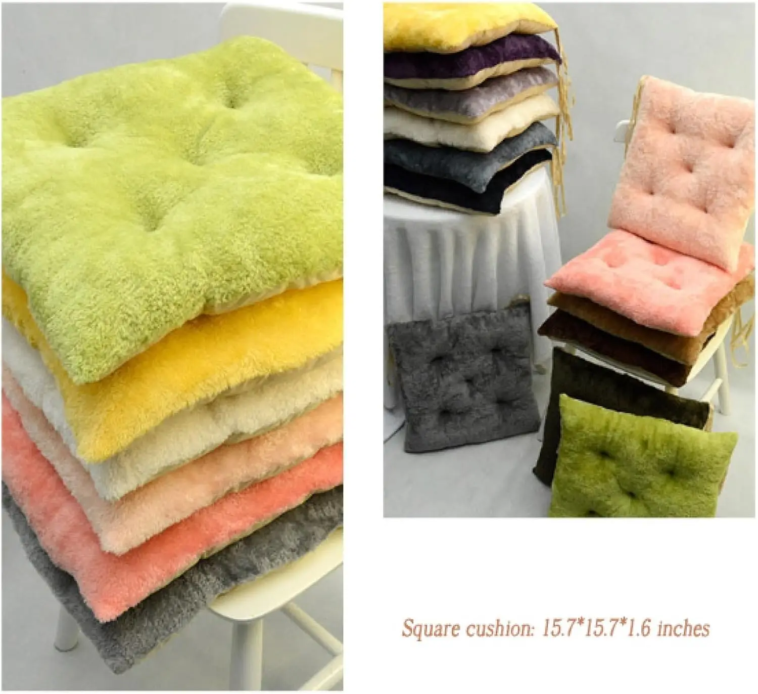 Non-Slip Thick and Comfortable Seat Pads,with Straps Super Soft Cute Plush Pillow, Shaggy Chair Cover Chair Pads