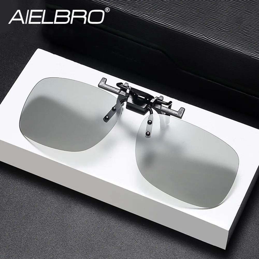 

AIELBRO Cycling Sunglasses Polarized Clip on Sunglasses with Free Box Photochromic Night Driving Fishing Cycling Clip on Glasses