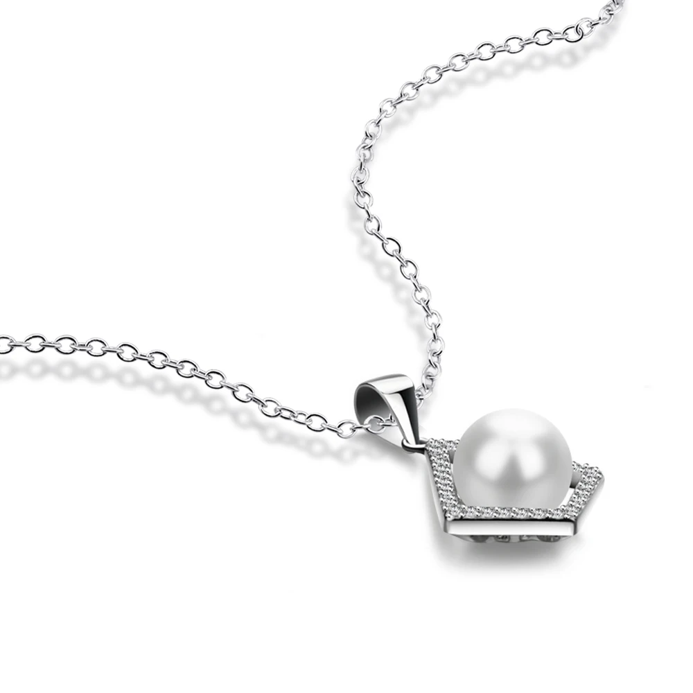

Women's Shiny Zircon 925 Sterling Silver Pearl Pendant Clavicle Chain Necklace Sweet Cool Kpop Style Choker Jewelry