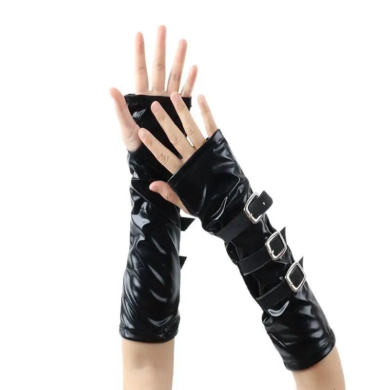 

Новые патентная кожа металл пряжка кружевые перчатки, темные панк перчатки, функциональные полу Хэллоуин костюм рукавы, модные перчатки