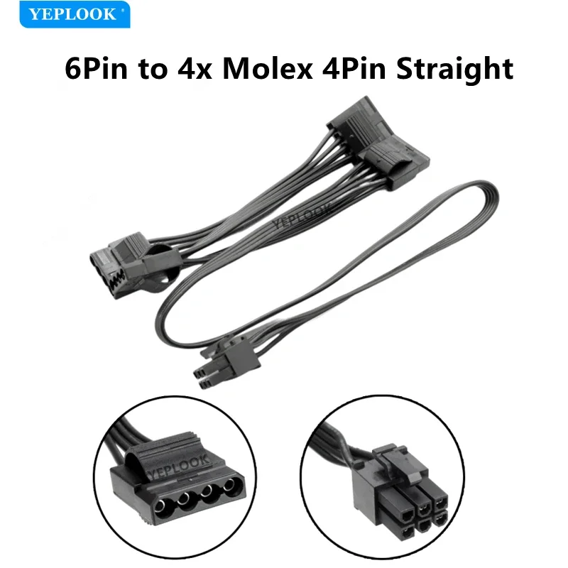 

6Pin to 4 Molex IDE 4Pin PATA Straight Fan Power Cable for Corsair CX850M CX750M CX600M CX500M CX430M Modular Power Supply Unit