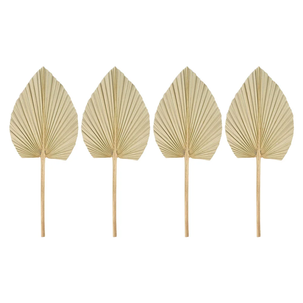 4 Pcs Palm Leaf Decoration Flower Adornment Photography Prop Ornament Dried Fan Wooden Decorative Dry Fall Plant