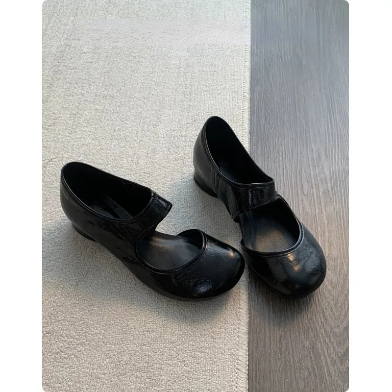Retro Chunky Heel Women's Outerwear 2026 Round-toe Low-cut Shoes