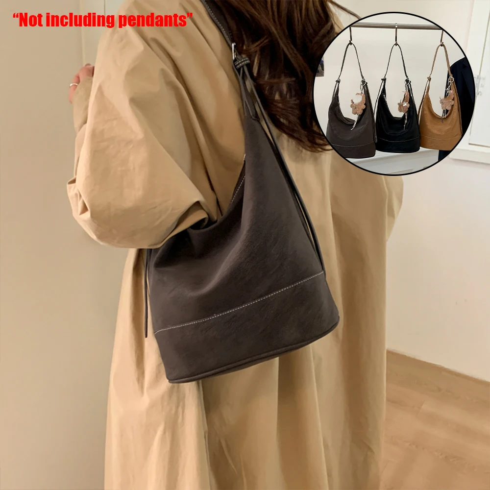 

Корейская нишевая ретро новая матовая большая сумка, женская универсальная сумка через плечо большой вместимости, сумка-ведро