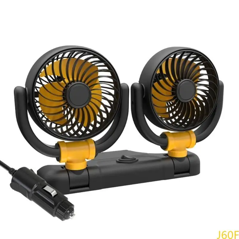 J60F 5V 12V 24 В вентилятор CAR Охлаждающий вентилятор вентилятор двойная головка USB -автомобиль вентилятор 2 регулируется
