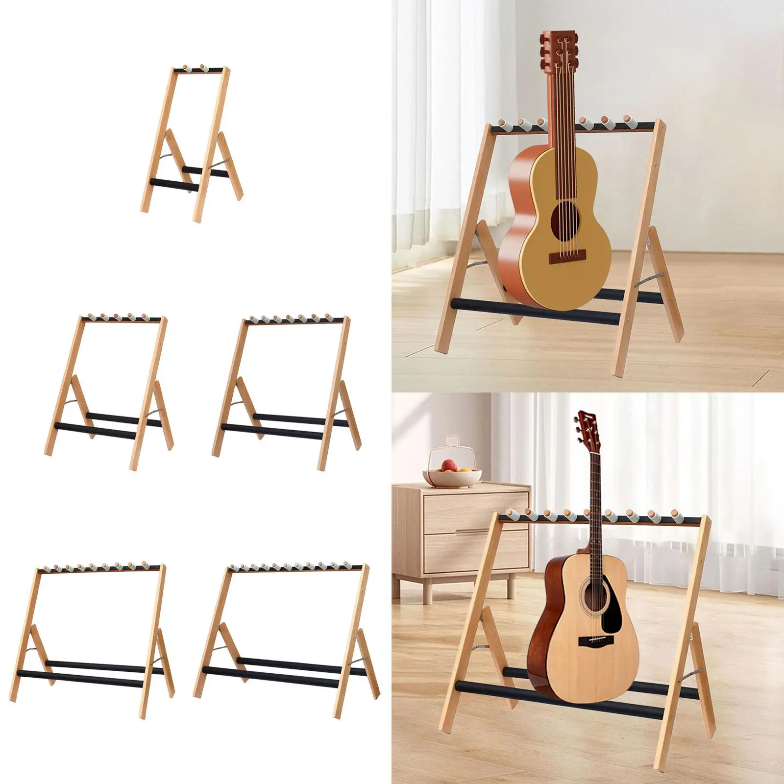 Multiple Guitar Stand Non Scratch Padding Portable Folding Removable Retainers Guitar Holder Wood for Case Bass Guitar Bag Home