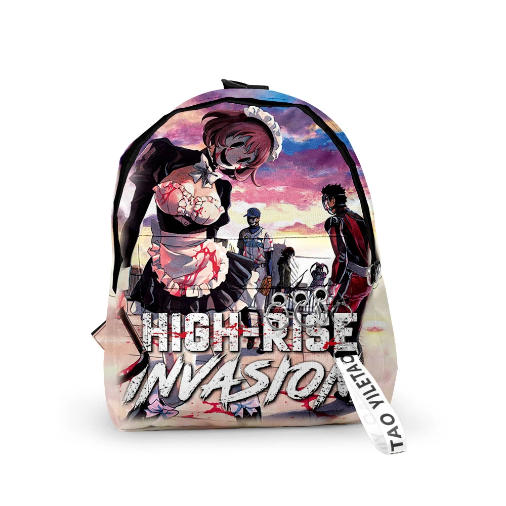 Trendy Youthful High-Rise Invasion School Bags Notebook Backpacks 3D Print Oxford Waterproof Key Chain Small Travel Bags