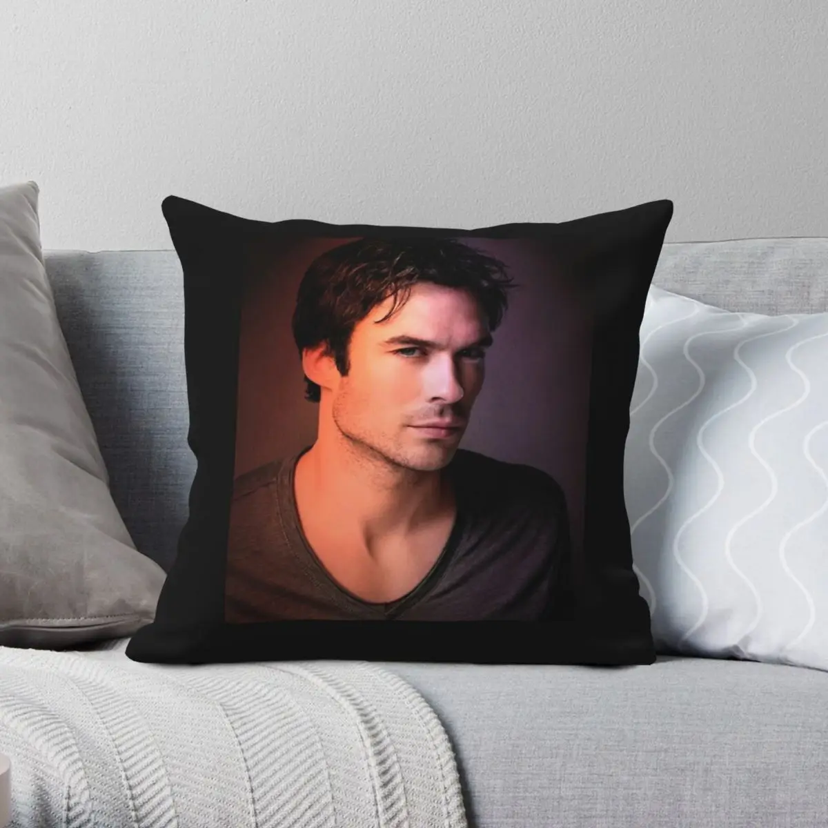 Ian Somerhalder Pillowcase Polyester Linen Velvet Creative Zip Decor Pillow Case Car Cushion Cover