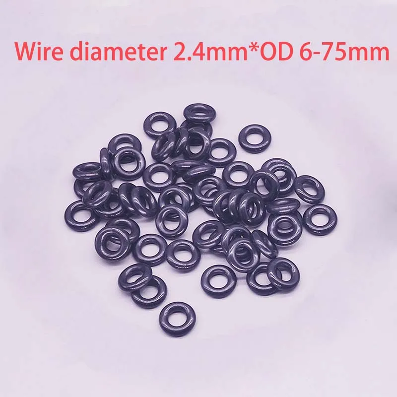 WD 2.4mm*OD 6-75mm Rubber O Ring Gaskets Seal Nitrile Rubber Bands High Pressure O-Rings Repair Kit Sealing Elastic Band O Ring