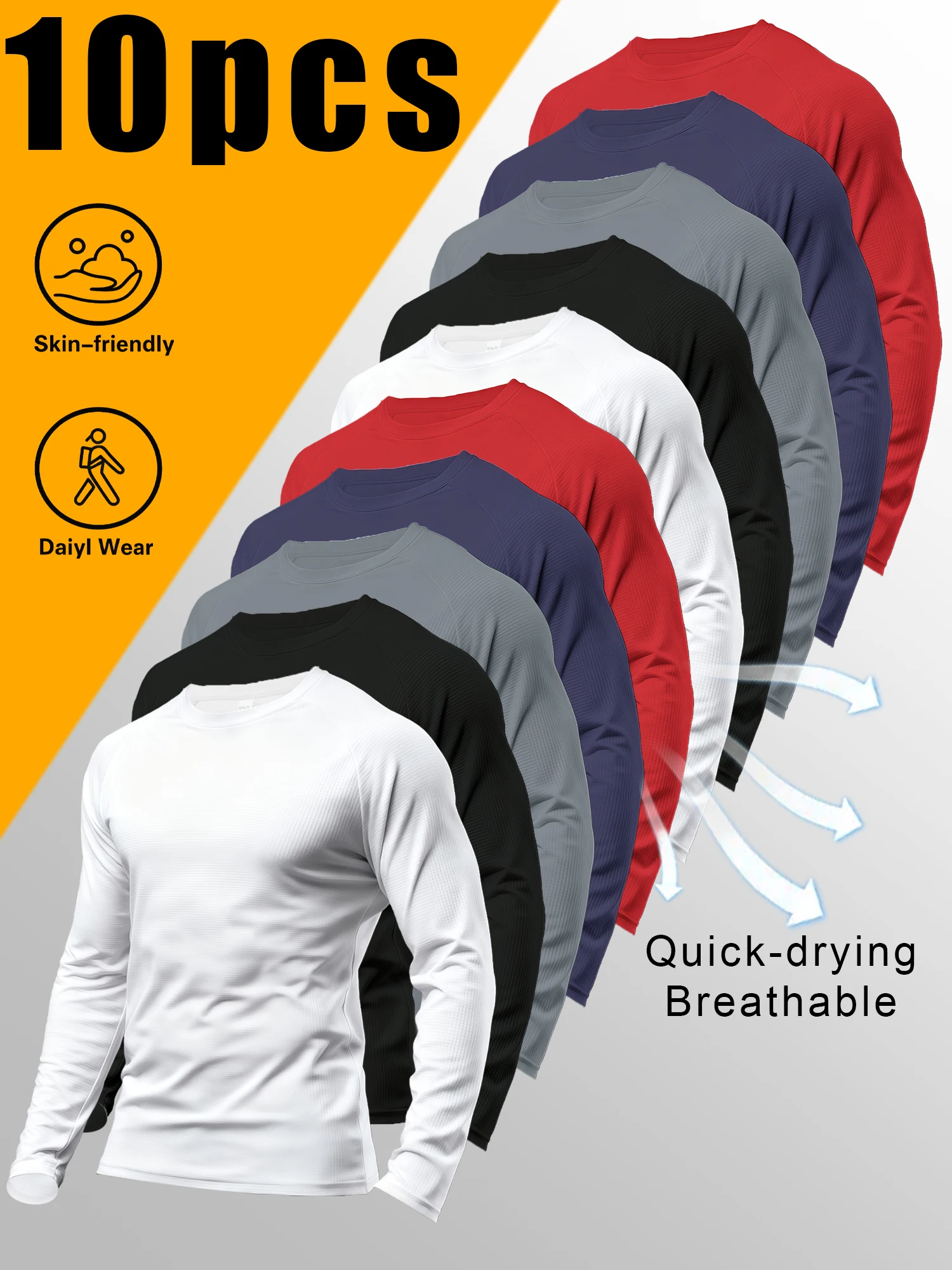 

Мужская футболка с длинными рукавами для бега, 10 предметов, рубашка-пуловер для спорта, рыбалки, пеших прогулок, тренировок на открытом воздухе, на пляже