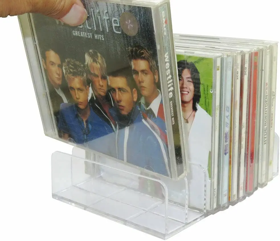 

DVD Storage Box - Clear Acrylic - Stackable DVD and CD Holder, CD Display Rack CD Organizer Stand - Holds up to 14 Stan