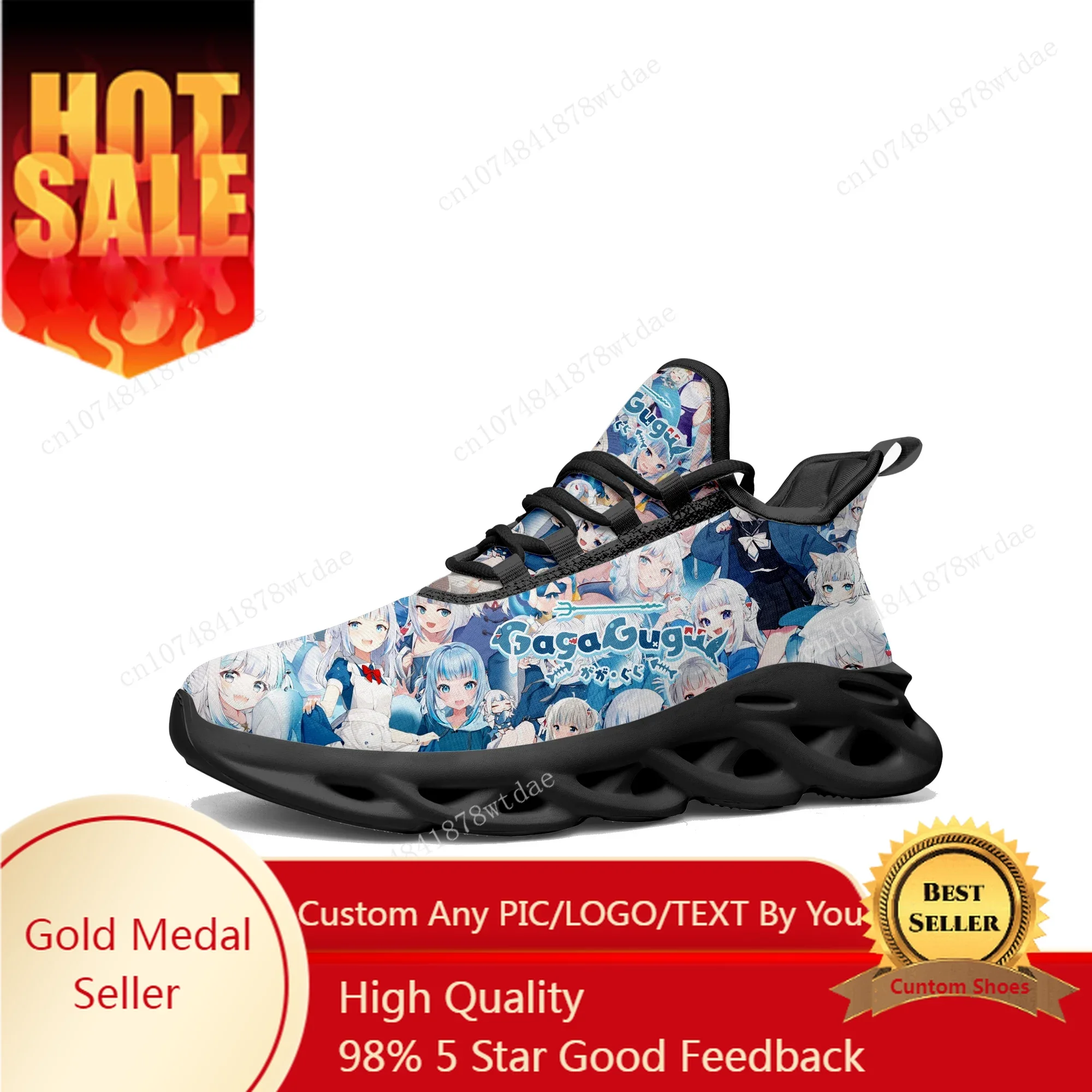 Gauru Gura Flats Sneakers Mens Womens Teenager Sports Running Shoes High Quality Cute Anime Cartoon Custom Lace Up Mesh Footwear