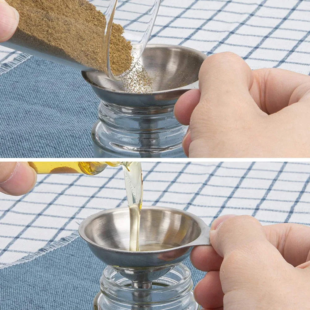 

5pcs Jam Funnel Stainless Steel Wide Mouth Mini Funnels for Transferring Oil Vinegar Kitchen Tools Reusable Safe