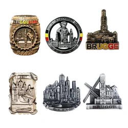 Europe Belgium 3D Metal Fridge Magnets Tourism Souvenir Refrigerator Magnets Sticker Collection Handicraft Decoration Articles