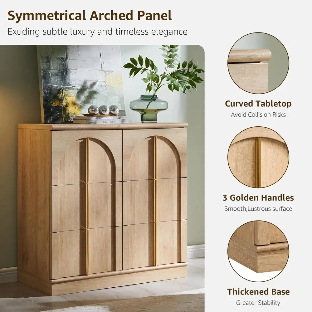 خزانة جانبية بباب مقوس 63 من خشب البلوط الطبيعي مع مساحة تخزين وأرفف قابلة للتعديل وبار قهوة لغرفة المعيشة أو المطبخ أو المدخل