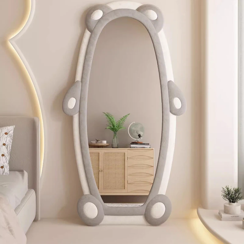 Luxury Kawaii Aesthetic Wall Mirrors Vanity Pink Cute Floor Irregular Mirror Creative Abstract Cool Miroir Mural Room Decoration