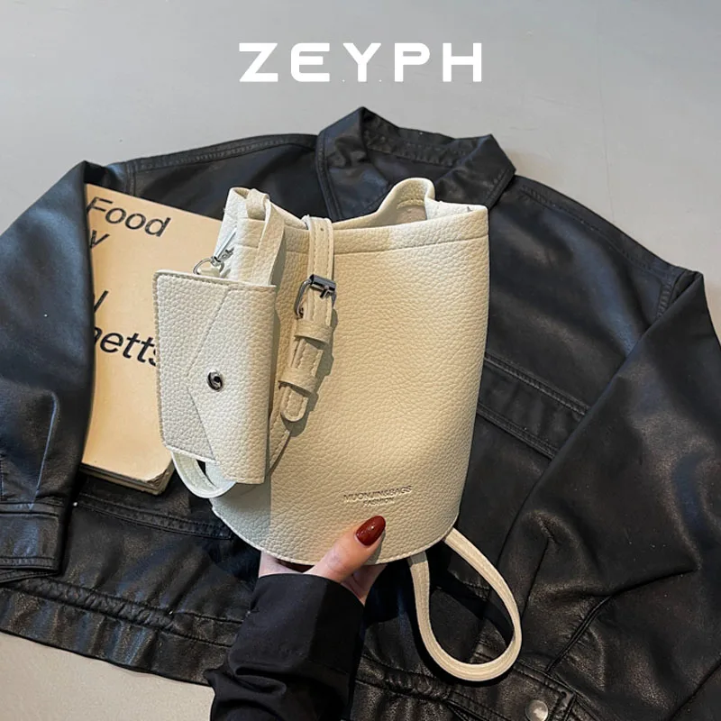 

Zeyph Women s Shoulder Bag Four Seasons Small Bucket Bag Shoulder Bag Crossbody Bag Solid Colour Simple