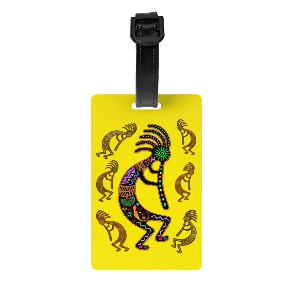 

Багажная бирка Kokopelli в африканском племени для индейцев для чемоданов, забавные багажные бирки, идентификационная этикетка с обложкой для конфиденциальности